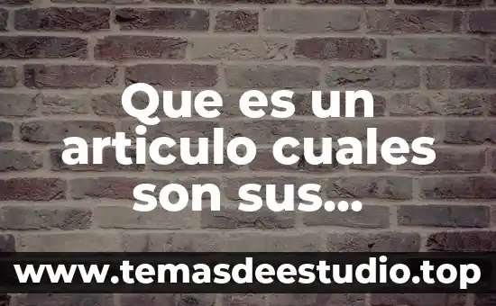 Que es un articulo cuales son sus caracteristicas
