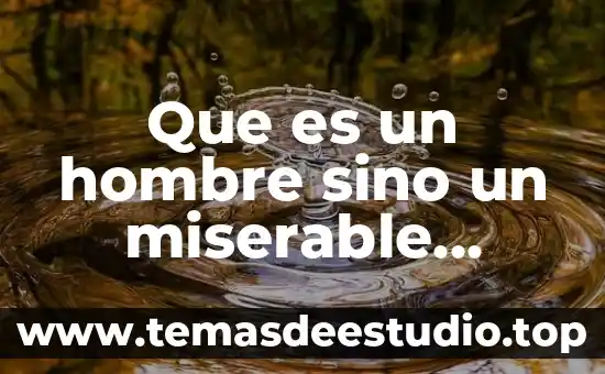 Que es un hombre sino un miserable monton de secretos