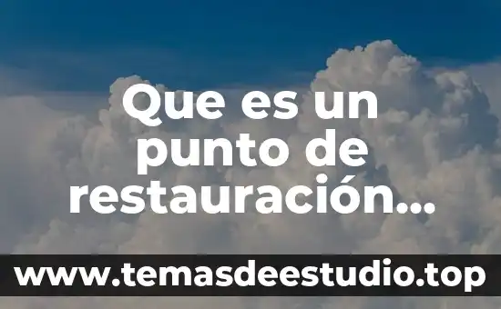 Que es un punto de restauración como se realiza