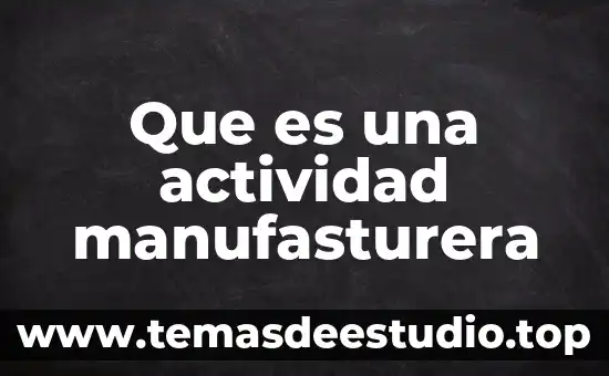 Que es una actividad manufasturera