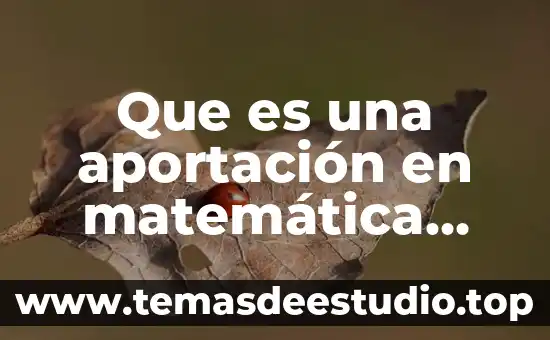 Que es una aportación en matemática educativa