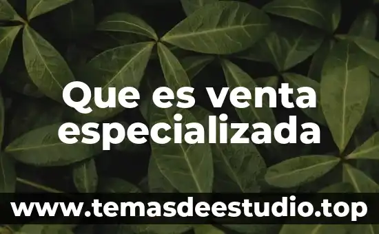 Que es venta especializada