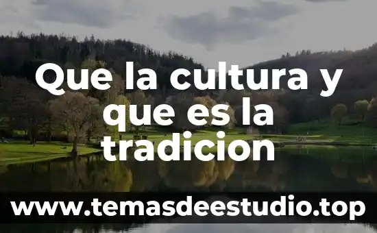 Que la cultura y que es la tradicion