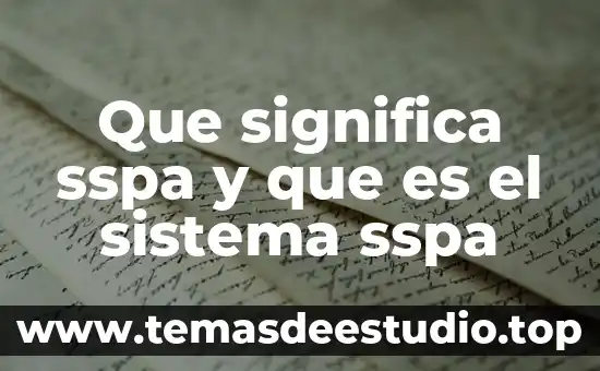 Qué es un sistema de monitorización 8 Que significa sspa y que es el sistema sspa
