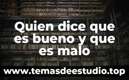 Quien dice que es bueno y que es malo