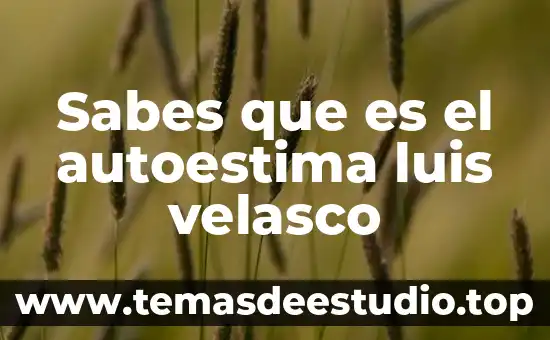 Sabes que es el autoestima luis velasco