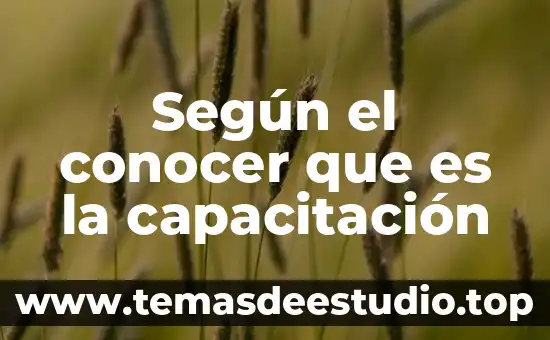 Según el conocer que es la capacitación