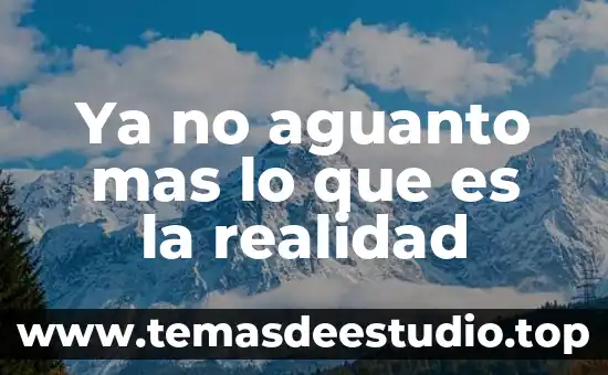 Ya no aguanto mas lo que es la realidad
